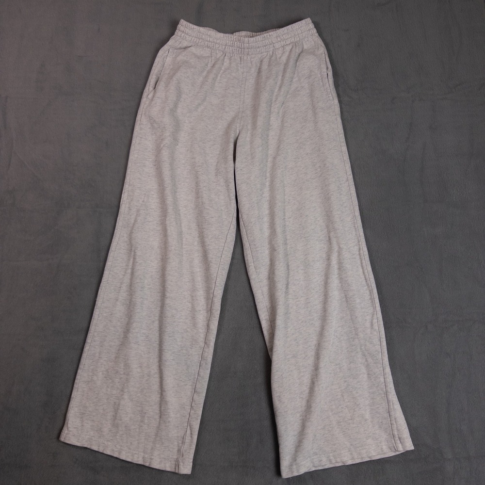 Skims Wide Leg Sweatpants Women XS Grey Good Lounge Fleece High Rise